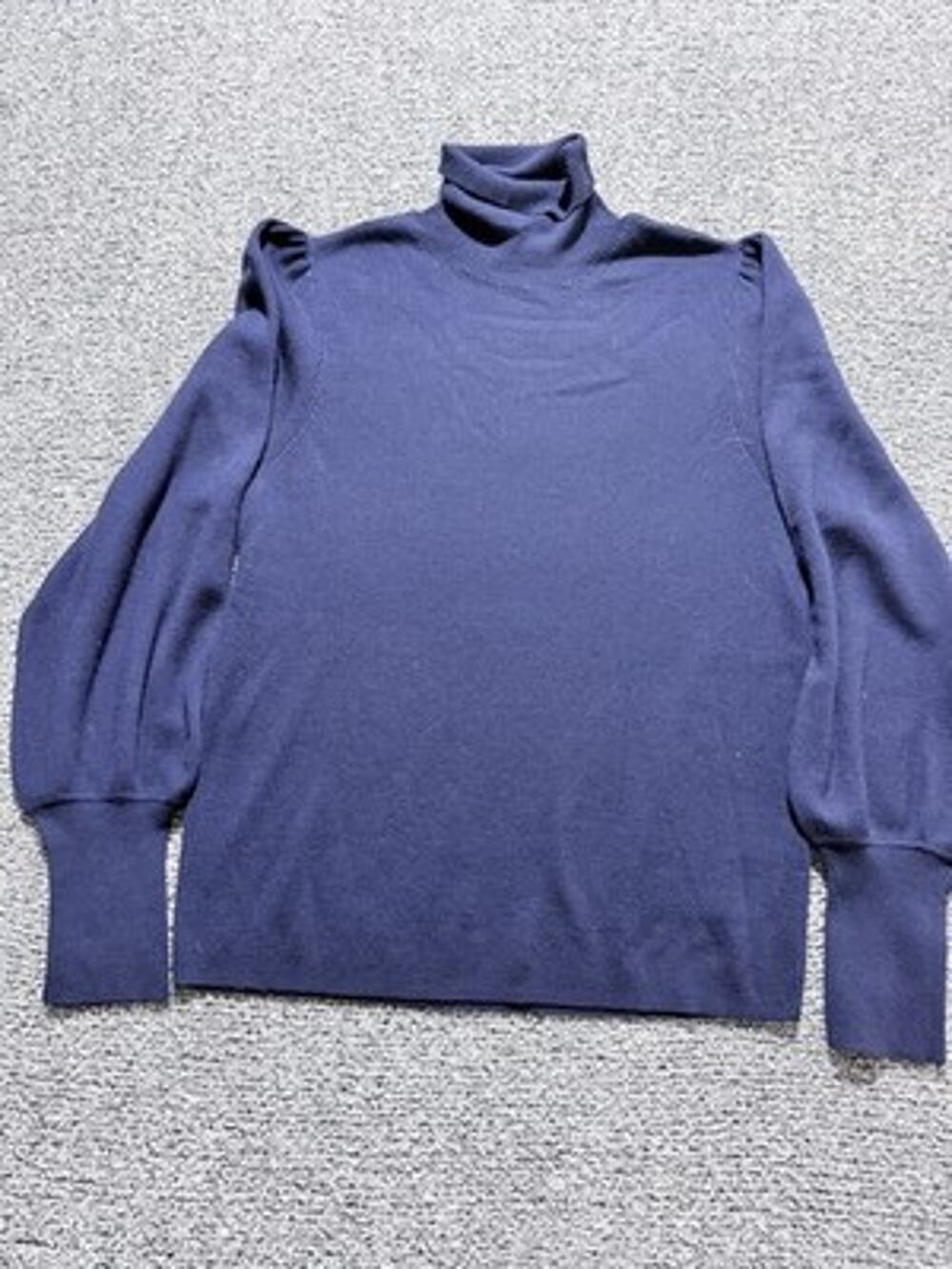 J. Crew Dark Academia Navy Puff Sleeved Turtleneck Regencycore (Vintage) Inspire